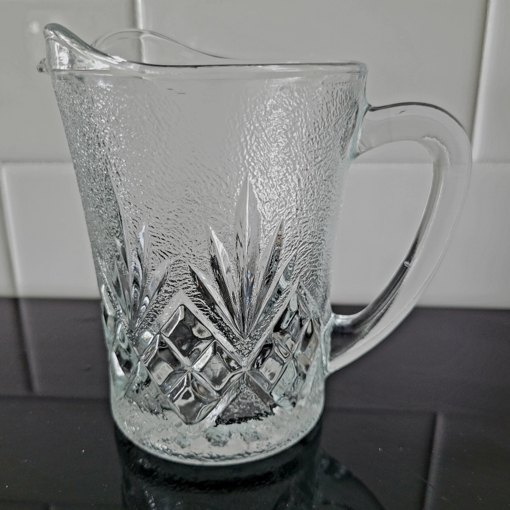 Vintage Clear Glass Water / Milk Pitcher 10 oz